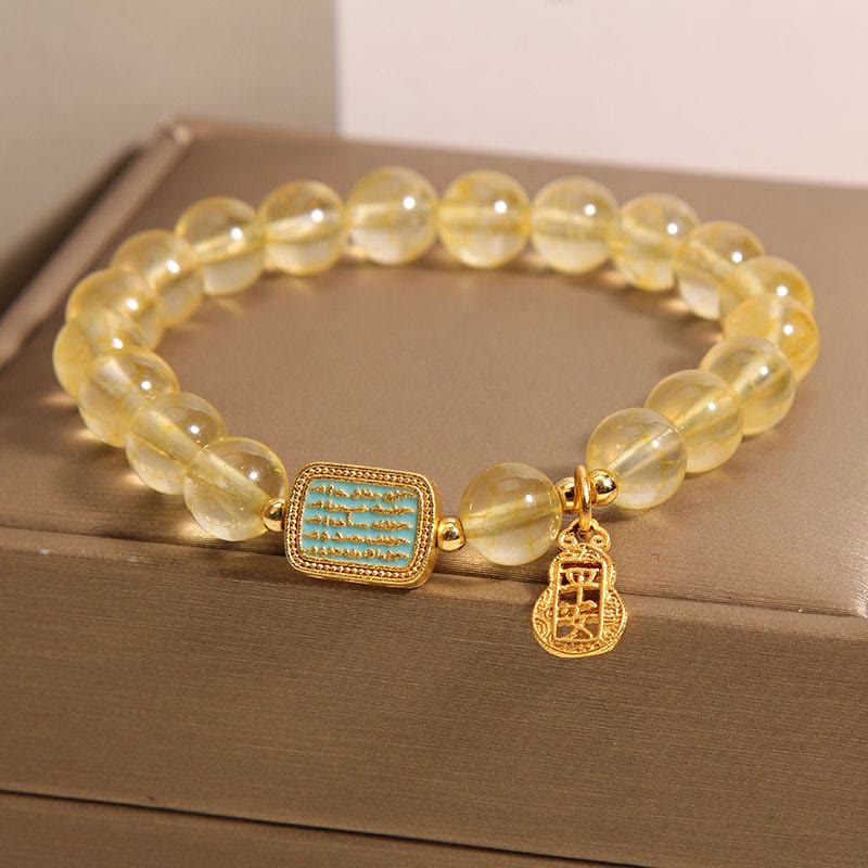 Fortune Jewel Natural Citrine Five Scriptures Generosity Bracelet