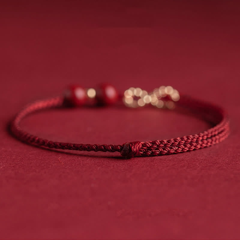 Fortune Jewel Cinnabar Blessing Red String Golden Infinity Symbol Bracelet Anklet