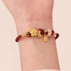 Fortune Jewel Peach Blossom Happiness Charm Luck Red String Bracelet