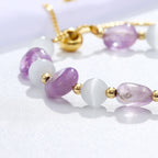 Fortune Jewel Amethyst Pink Crystal Black Rutilated Quartz Spiritual Awareness Bracelet