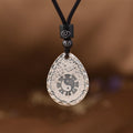 Fortune Jewel Vintage 999 Sterling Silver Yin Yang Bagua Water Drop Design Balance Harmony Necklace Pendant Fortune Jewel
