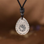 Fortune Jewel Vintage 999 Sterling Silver Yin Yang Bagua Water Drop Design Balance Harmony Necklace Pendant Fortune Jewel