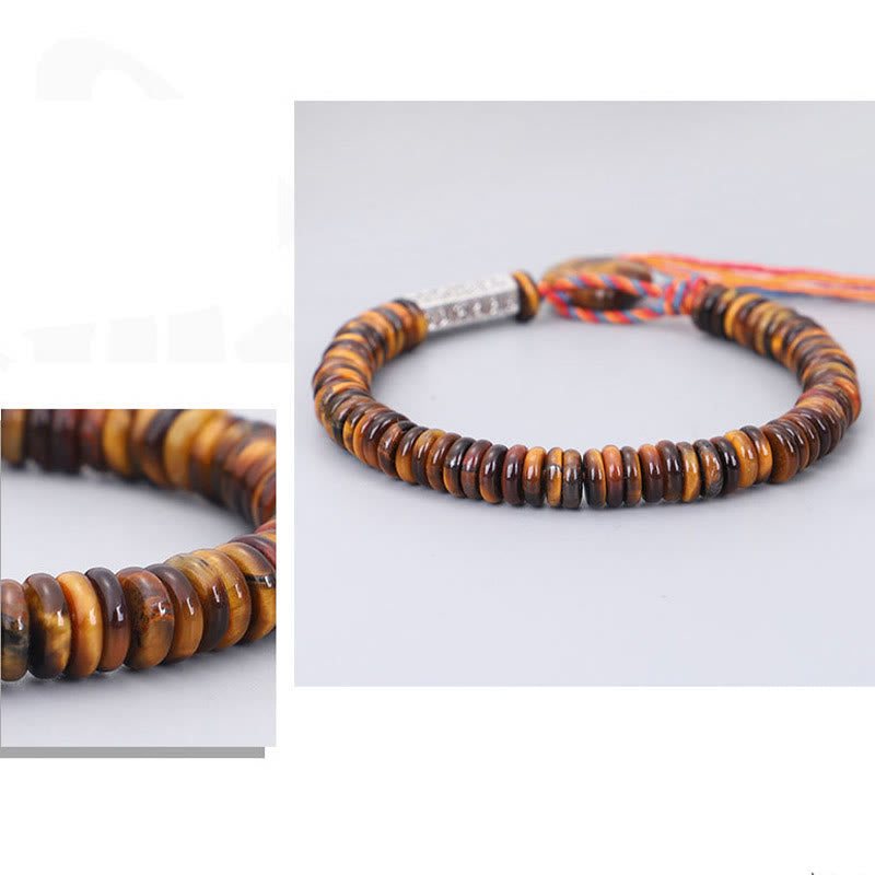Fortune Jewel Tibetan Tiger Eye Om Mani Padme Hum Protection Power Bracelet