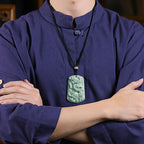 Fortune Jewel Year of the Dragon Chinese Zodiac Dragon Jade Success Amulet Necklace Pendant