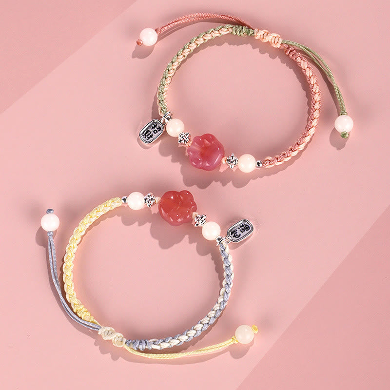 Fortune Jewel Yanyuan Agate Cat Claw Paw White Bodhi Seed Fu Character Positive Braided Rope Bracelet
