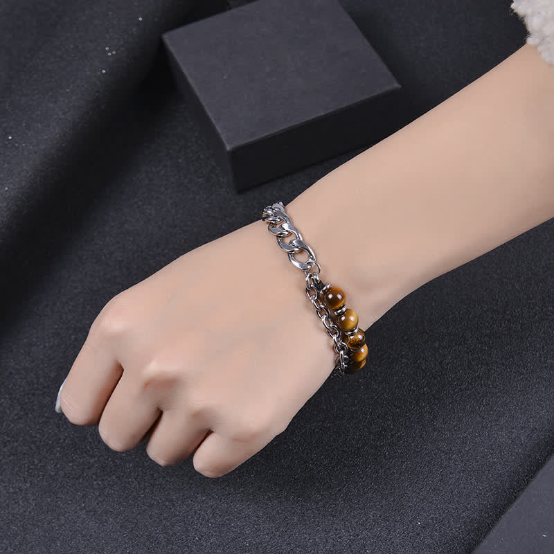 Fortune Jewel Tiger Eye Picasso Jasper Frosted Stone Strength Bracelet