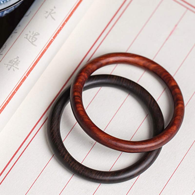 Fortune Jewel Tibetan Small Leaf Red Sandalwood Ebony Green Sandalwood Protection Bracelet Bangle