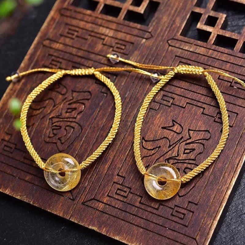 Fortune Jewel Round Citrine Peace Buckle Happiness Braided Bracelet