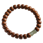 Fortune Jewel Natural Abelia Biflora Wood Hetian Jade Bamboo Bead Warding Off Evil Spirits Bracelet