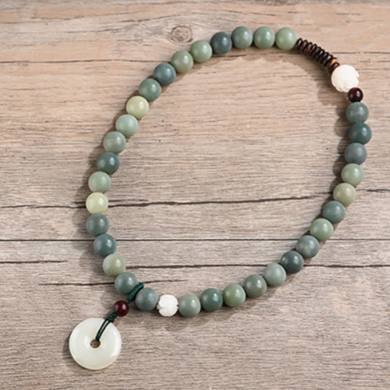 Fortune Jewel Cyan Bodhi Seed Lotus Jade Peace Buckle Wisdom Double Wrap Bracelet