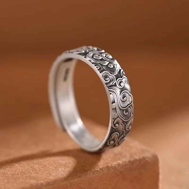 Fortune Jewel Vintage Auspicious Clouds Pattern Luck Ring