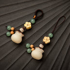 Fortune Jewel Natural Bodhi Seed Money Bag Flower Blessing Prosperity Keychain