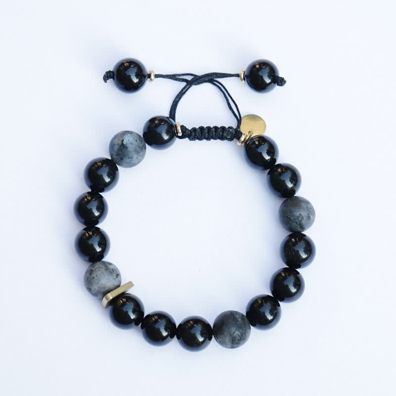 Fortune Jewel Black Obsidian Black Glitter Stone Purification Bracelet