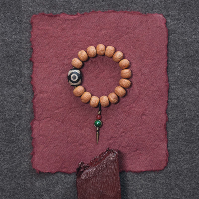 Fortune Jewel Tibet Bodhi Seed Dzi Bead Peace Charm Wrist Mala Bracelet