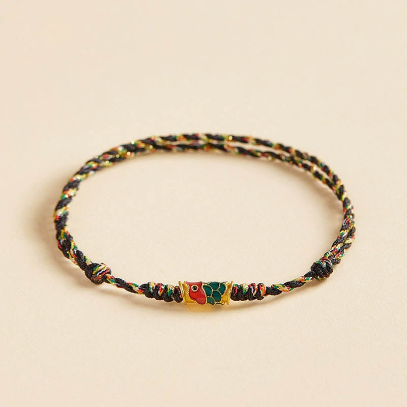 Fortune Jewel Handcrafted Koi Fish Wealth Prosperity Braided Rope Bracelet