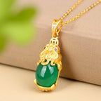 Fortune Jewel Natural Jade PiXiu Balance Necklace