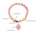 Fortune Jewel Natural Strawberry Quartz Nine Tailed Fox Healing Bracelet