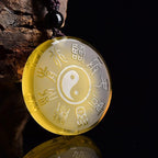 Fortune Jewel Taoism Five Sacred Mountains Yin Yang Symbol Liuli Crystal Balance Necklace Pendant Key Chain Fortune Jewel