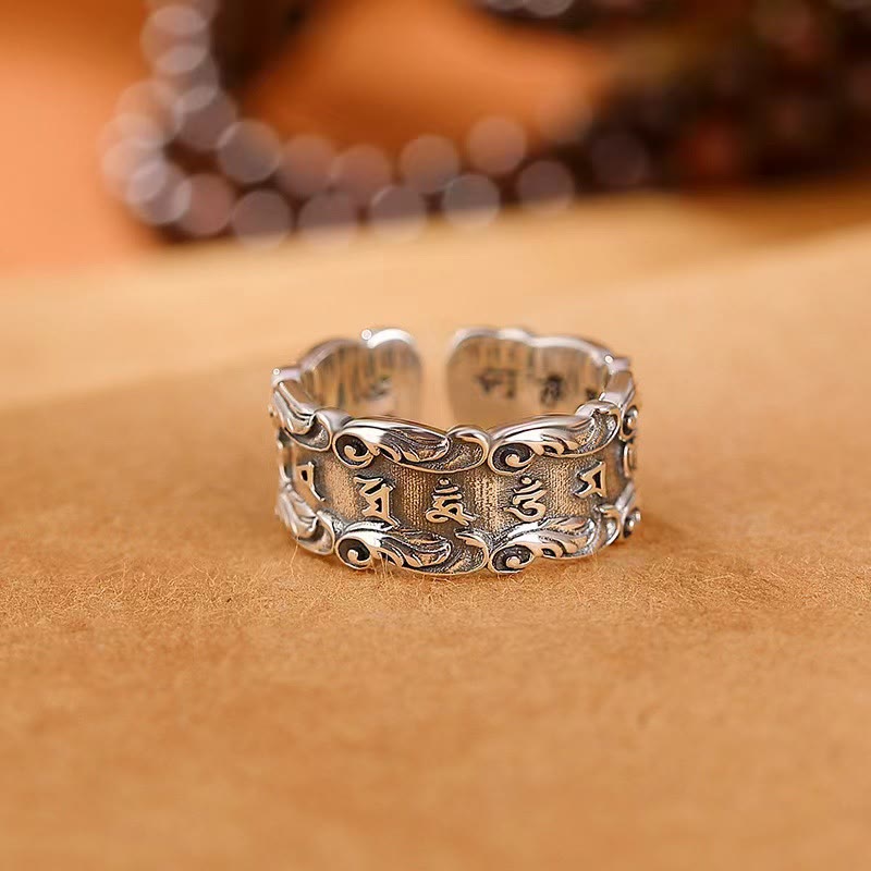 Fortune Jewel Tibetan Om Mani Padme Hum Design Peace Adjustable Ring