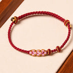 Fortune Jewel Handmade Peach Blossom Protection Braided Rope Bracelet