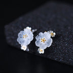Fortune Jewel 925 Sterling Silver Plum Blossom Floral Blessing Earrings