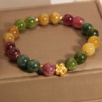 Fortune Jewel Natural Colorful Tourmaline Golden Flower Positive Bracelet