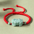 Fortune Jewel Handmade Natural Jade PiXiu Protection King Kong Knot Braided String Bracelet