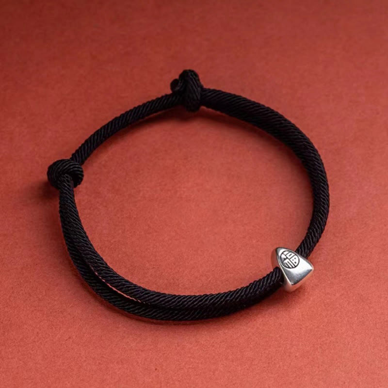 Fortune Jewel 925 Sterling Silver Fu Character Blessing Handmade Braided Bracelet