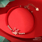 Fortune Jewel 925 Sterling Silver Chinese Zodiac Luck Faith Discolor Red String Bracelet