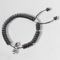 Fortune Jewel Tibet Coconut Shell Carved Om Mani Padme Hum Dorje Vajra Bell Happiness String Bracelet