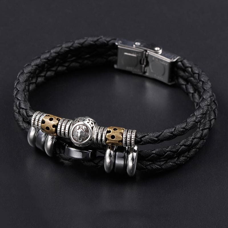 Fortune Jewel 12 Constellations of the Zodiac Hematite Protection Bracelet