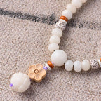 Fortune Jewel Tibetan White Jade Bodhi Lotus Blessing Bracelet Fortune Jewel