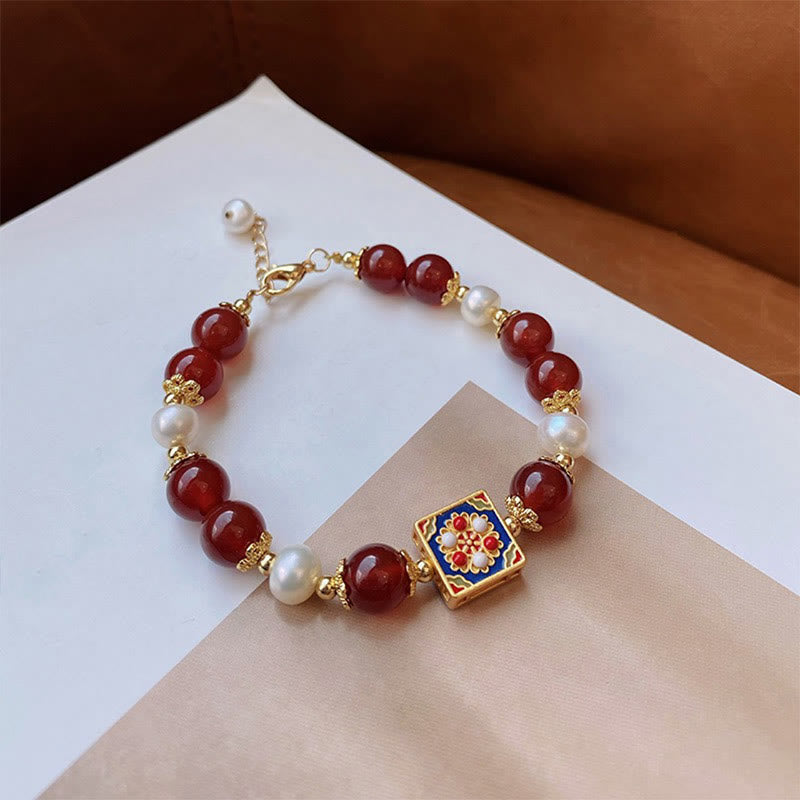 Fortune Jewel Red Agate Pearl Confidence Self-acceptance Bracelet