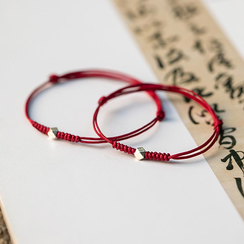 Fortune Jewel 925 Sterling Silver Luck Bead Protection Red String Braided Bracelet