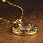 Fortune Jewel Colorful Zircon Copper Wealth Luck Rotation Bracelet Necklace Pendant