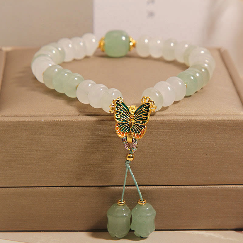 Fortune Jewel Natural Tianshan Jade Abacus Beads Butterfly Prosperity Bracelet