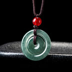 Fortune Jewel Green Jade Double Peace Buckle Abundance Necklace Pendant