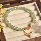 Fortune Jewel 925 Sterling Silver Hetian Jade Gourd Lotus Abundance Luck Bracelet