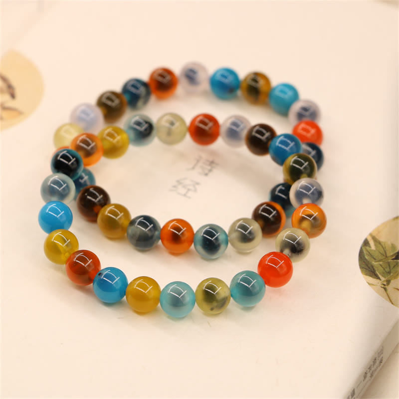 Fortune Jewel Colorful Candy Agate Healing Strength Bead Bracelet