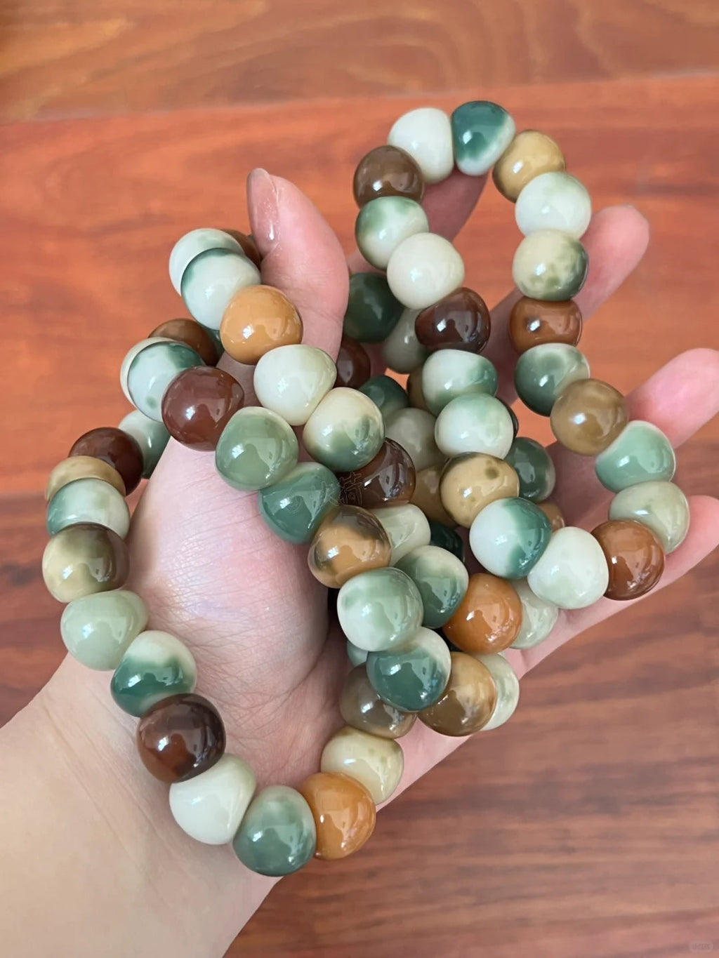 New Colorful Garlic Beads Bodhi Bracelet – Unique Marble Pattern Design 14mm