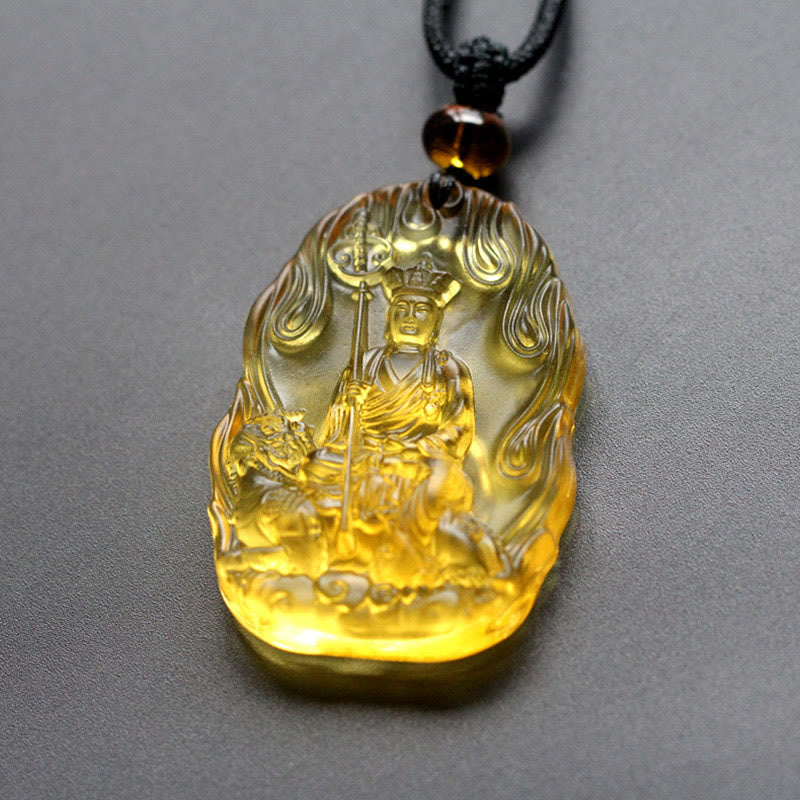 Fortune Jewel Ksitigarbha Buddha Liuli Crystal Serenity Amulet Necklace Pendant Fortune Jewel