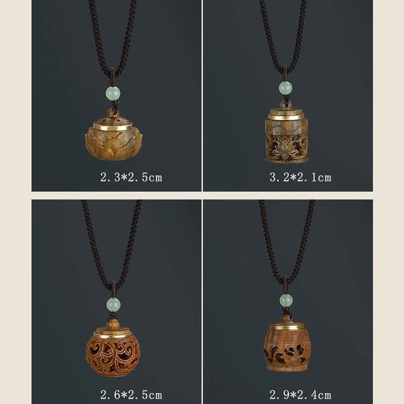 Fortune Jewel Tibet Green Sandalwood Rosewood Om Mani Padme Hum Lotus Positive Soothing Necklace Pendant Fortune Jewel