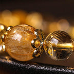 Fortune Jewel Natural Citrine Amethyst Rutilated Quartz Prosperity Protection Bracelet
