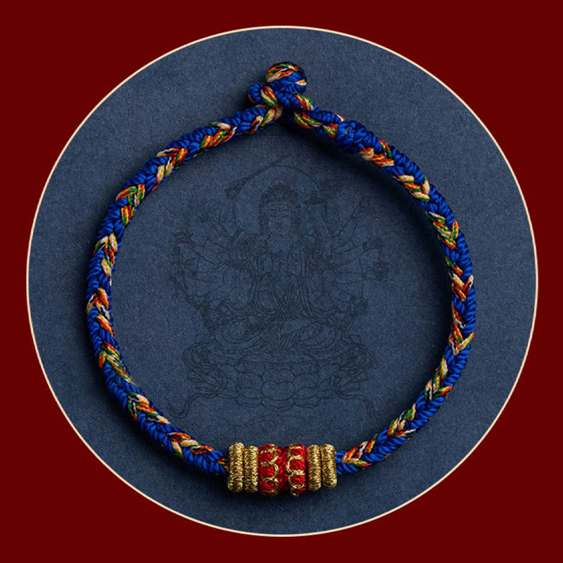 Fortune Jewel Tibet Handmade Chinese Zodiac Natal Buddha Luck Strength Braided String Bracelet