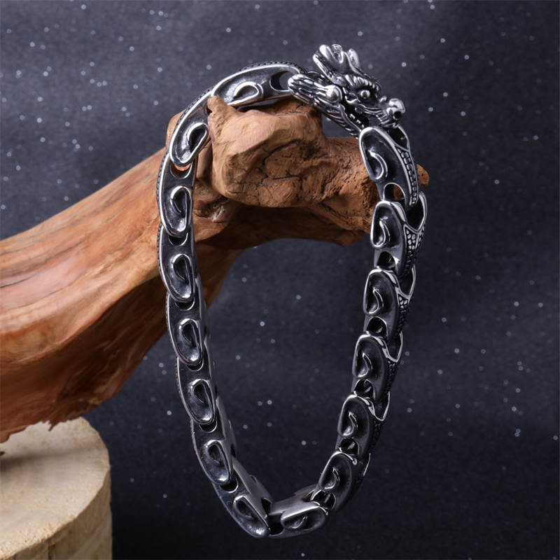 Fortune Jewel Dragon Titanium Steel Luck Bracelet Bangle Fortune Jewel