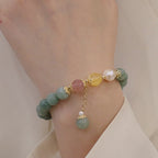 Fortune Jewel Jade Pearl Strawberry Quartz Abundance Luck Bead Charm Bracelet