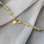 Fortune Jewel 14k Gold Plated Hetian Jade Beaded Prosperity Chain Bracelet
