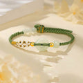 Fortune Jewel Hetian Jade Peace Buckle Luck Peach Blossom Braided Bracelet