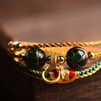 Fortune Jewel Tibetan Handmade Rope Liuli Glass Bead Braided Multilayered Healing Bracelet