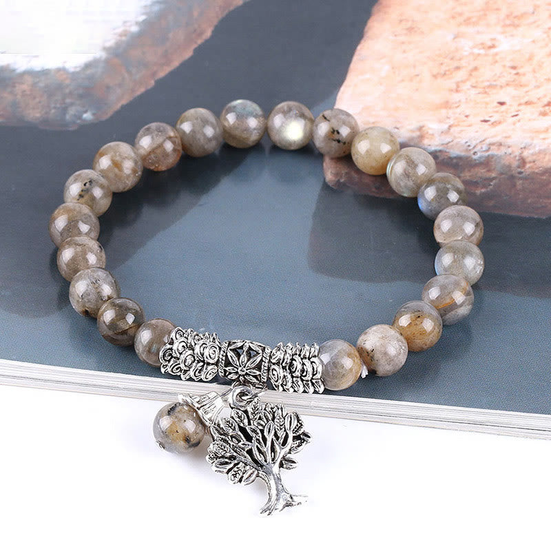 Fortune Jewel Natural Gemstone Tree of Life Lucky Charm Stretch Bracelet